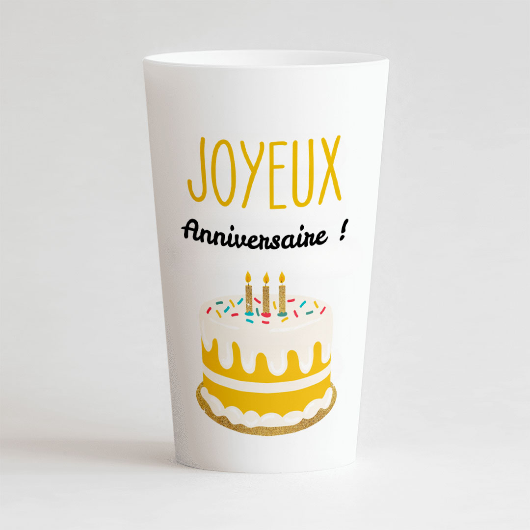 Gobelet Personnalisé Anniversaire Adulte Gâteau Jaune – CUP 25-33 Digital