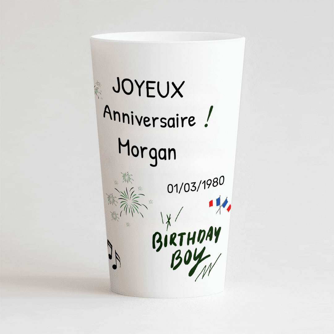 Gobelet personnalisé Anniversaire Adulte Cadre Photo Verdure – CUP 25-33 Digital