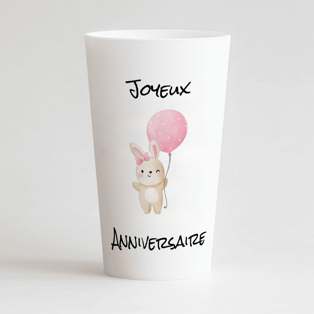 Gobelet personnalisé Anniversaire Enfant Lapin avec Ballon – CUP 25-33 Digital